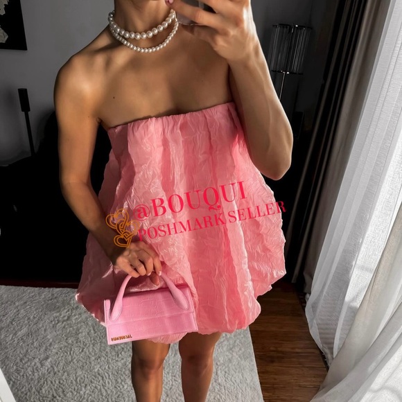 BLOGGERS FAV ZARA PINK ORGANZA BALLOON MINI DRESS - Picture 5 of 11